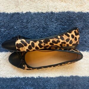 JCrew Calfhair Captoe Ballet Flats Leopard print